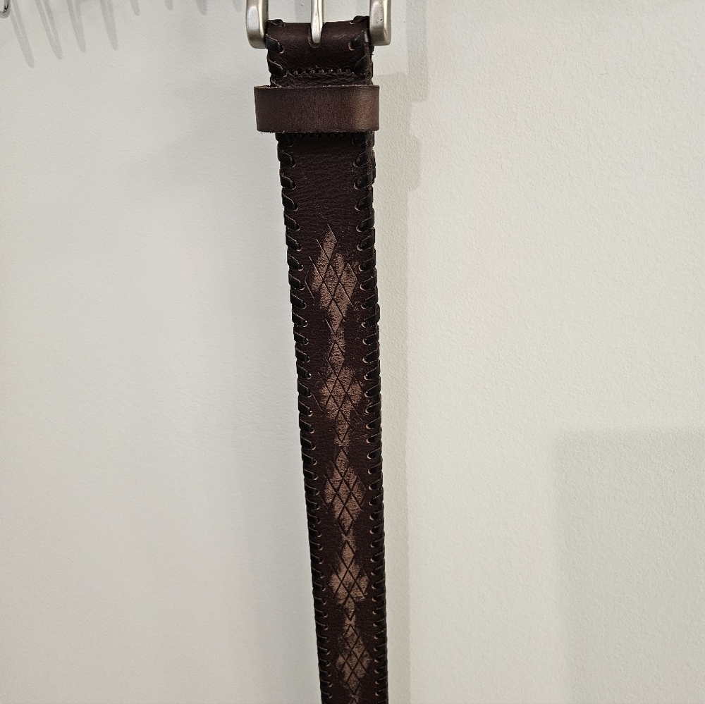 Lucky Brand Elegant Brown Leather Men's Belt Like New Only Worn 2 Times